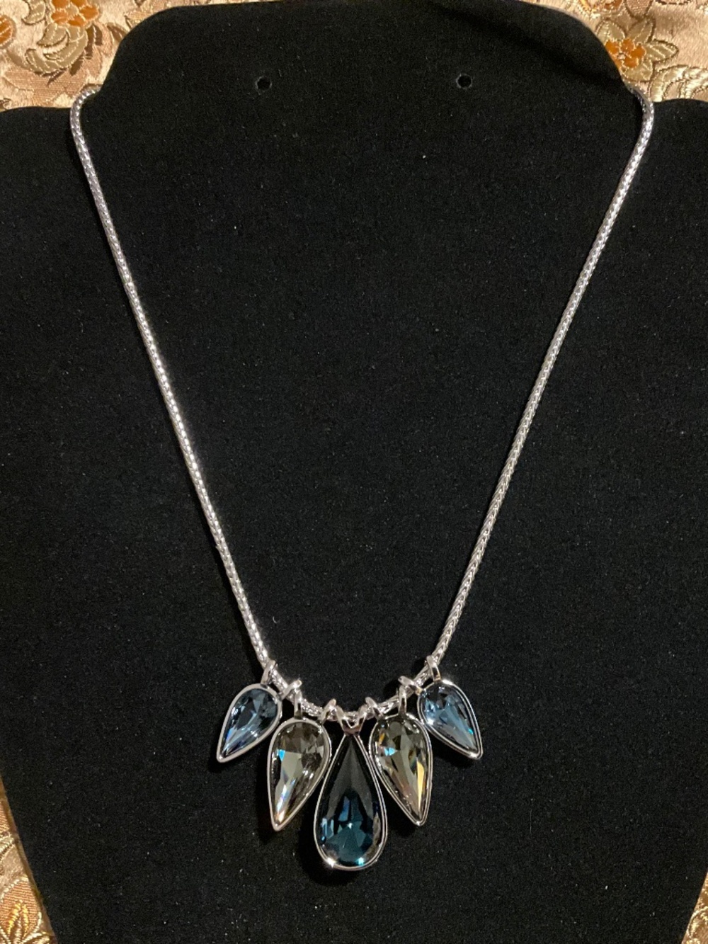 Touchstone Swarovski Crystal Change Your Mind Necklace Blue Teardrop #1994N